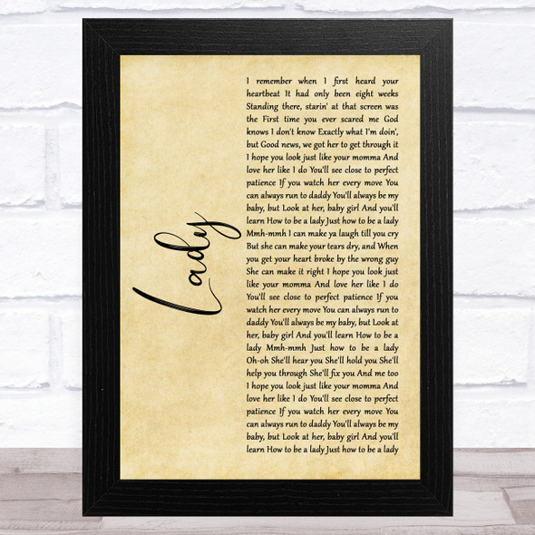 Brett Young Lady Rustic Script Song Lyric Music Art Print