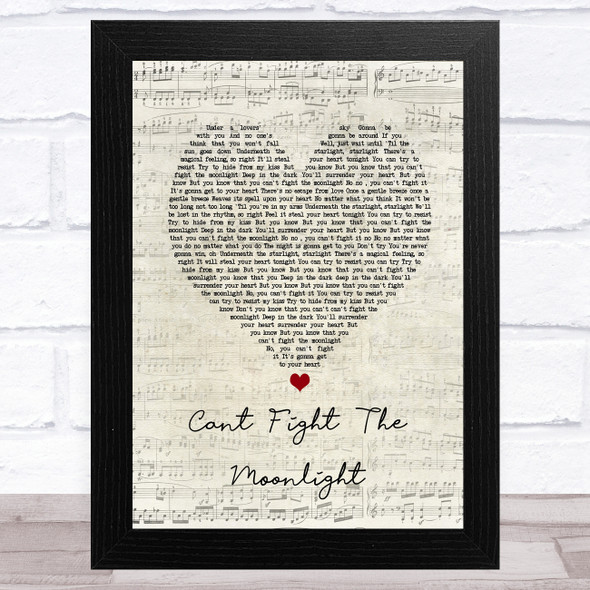 LeAnn Rimes Cant Fight The Moonlight Script Heart Song Lyric Music Art Print