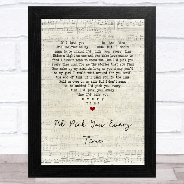 Noel Gallagher's High Flying Birds Id Pick You Every Time Script Heart Song Lyric Music Art Print