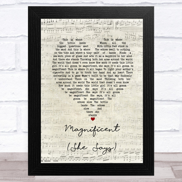 Magnificent Magnificent (She Says) Script Heart Song Lyric Music Art Print