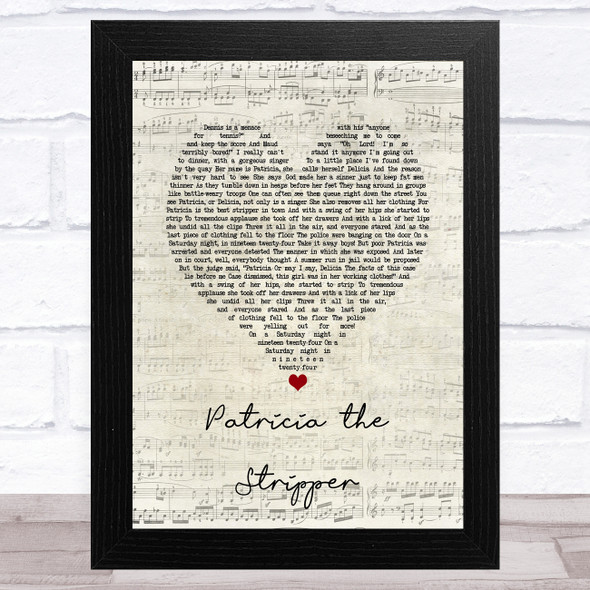 Chris de Burgh Patricia the Stripper Script Heart Song Lyric Music Art Print