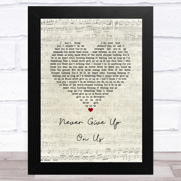 Connie Talbot Never Give Up On Us Script Heart Song Lyric Music Art Print