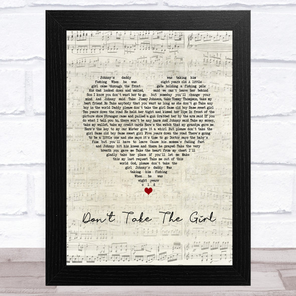 Tim McGraw Don't Take The Girl Script Heart Song Lyric Music Art Print