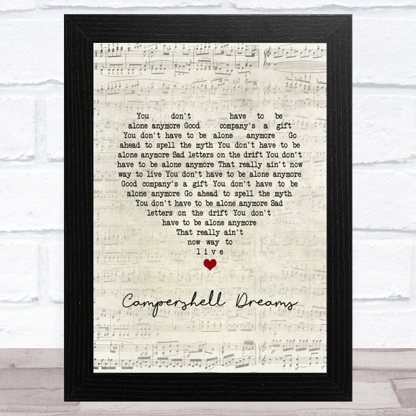 Grandaddy Campershell Dreams Script Heart Song Lyric Music Art Print