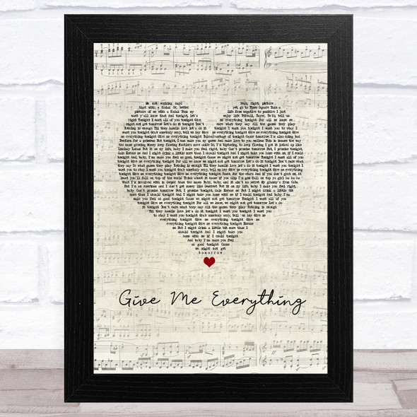 Pitbull Give Me Everything Script Heart Song Lyric Music Art Print