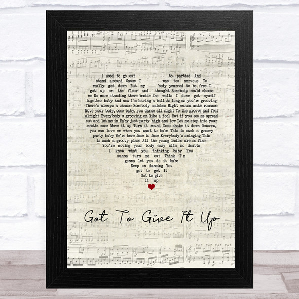 Marvin Gaye Got To Give It Up Script Heart Song Lyric Music Art Print