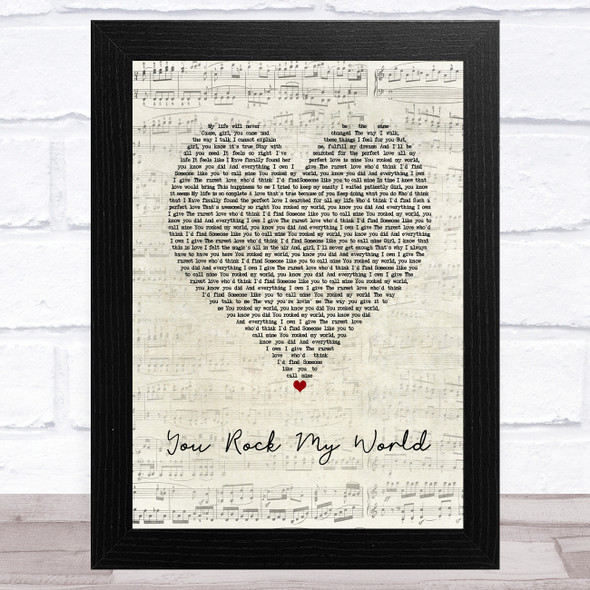 Michael Jackson You Rock My World Script Heart Song Lyric Music Art Print