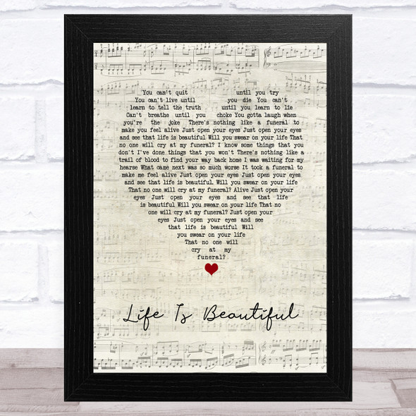 Sixx A M Life Is Beautiful Script Heart Song Lyric Music Art Print
