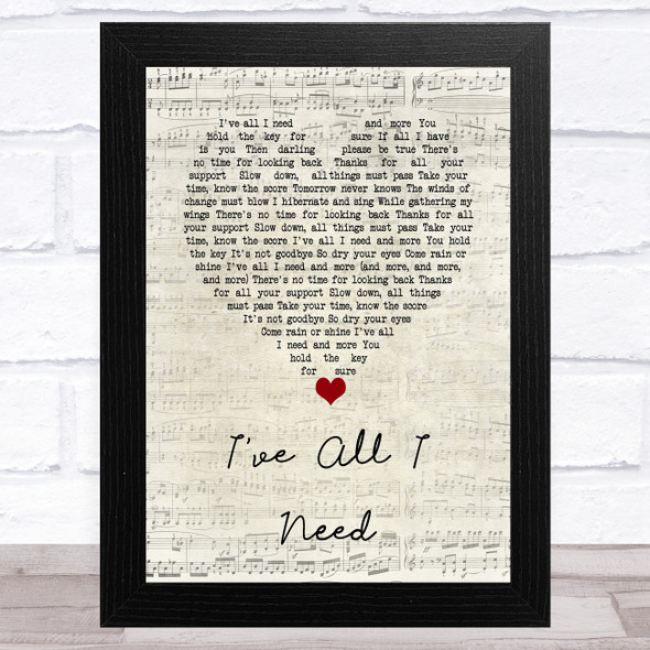 Liam Gallagher I've All I Need Script Heart Song Lyric Music Art Print