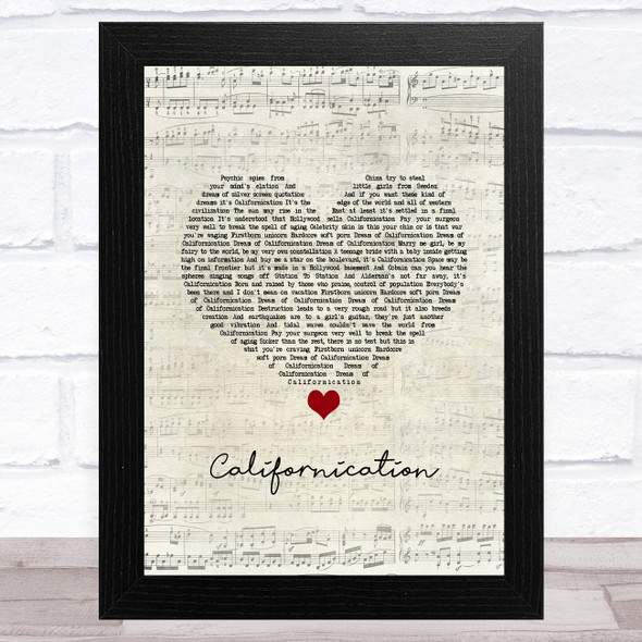 Red Hot Chili Peppers Californication Script Heart Song Lyric Music Art Print