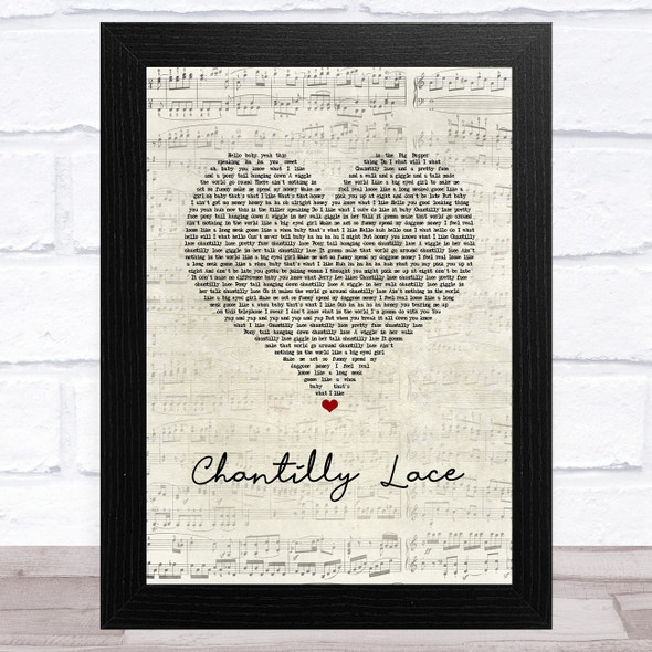 Jerry Lee Lewis Chantilly Lace Script Heart Song Lyric Music Art Print