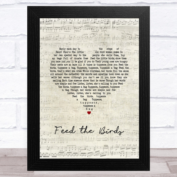 Julie Andrews - Mary Poppins Feed the Birds Script Heart Song Lyric Music Art Print