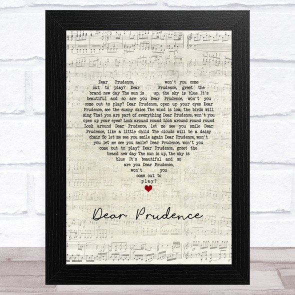 The Beatles Dear Prudence Script Heart Song Lyric Music Art Print