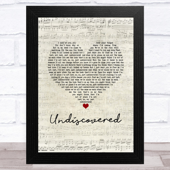 James Morrison Undiscovered Script Heart Song Lyric Music Art Print