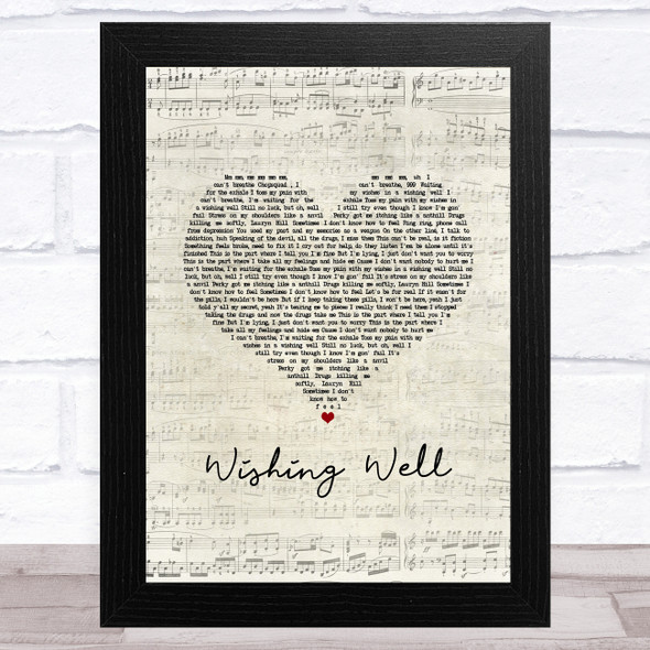 Juice WRLD Wishing Well Script Heart Song Lyric Music Art Print