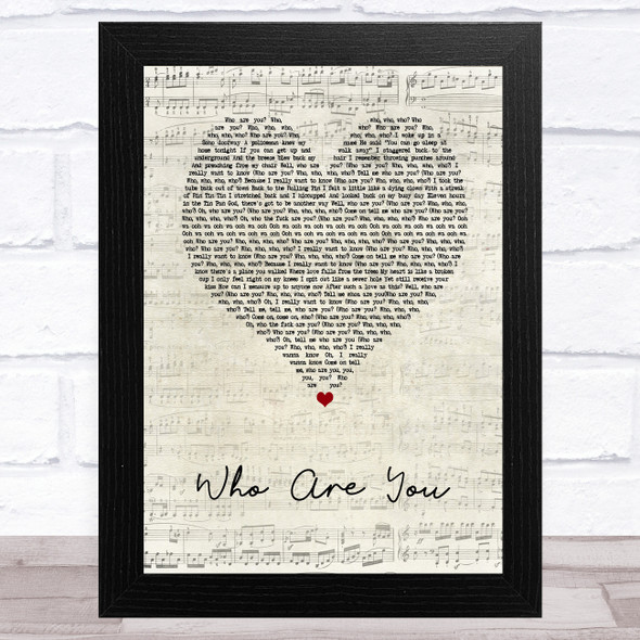 The Who Who Are You Script Heart Song Lyric Music Art Print