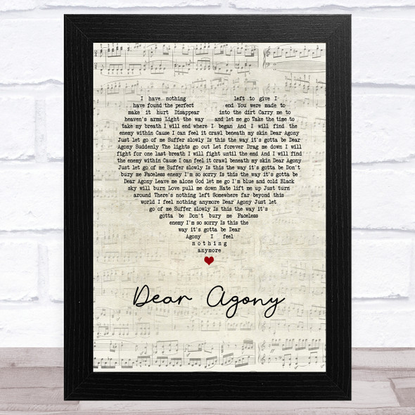 Breaking Benjamin Dear Agony Script Heart Song Lyric Music Art Print