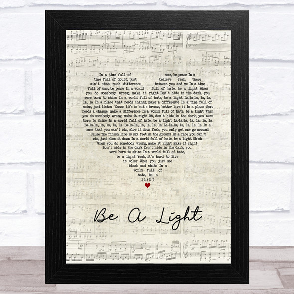 Thomas Rhett Be A Light Script Heart Song Lyric Music Art Print