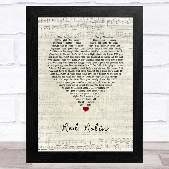 Clark Richard Red Robin Script Heart Song Lyric Music Art Print