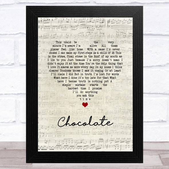 Snow Patrol Chocolate Script Heart Song Lyric Music Art Print