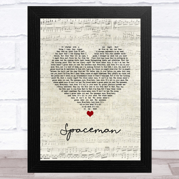 The Killers Spaceman Script Heart Song Lyric Music Art Print