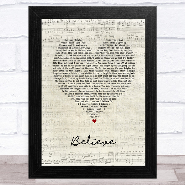 Brooks & Dunn Believe Script Heart Song Lyric Music Art Print