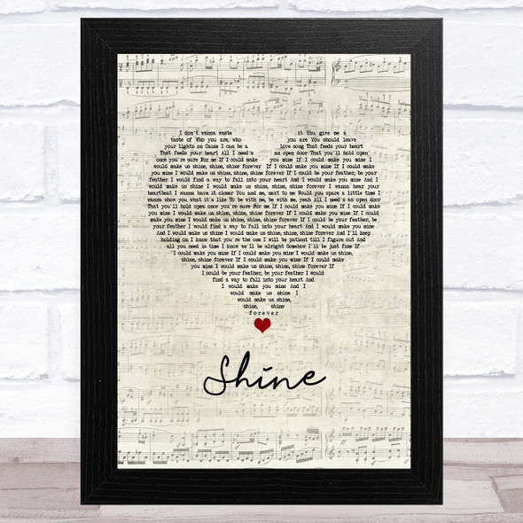 Gabrielle Shine Script Heart Song Lyric Music Art Print