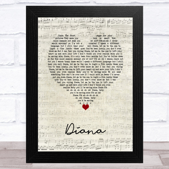 One Direction Diana Script Heart Song Lyric Music Art Print