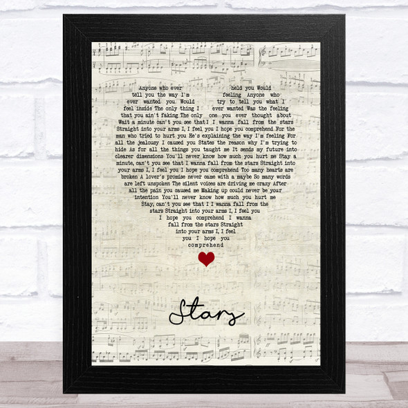 Simply Red Stars Script Heart Song Lyric Music Art Print