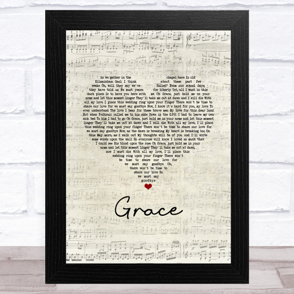 The Dubliners Grace Script Heart Song Lyric Music Art Print