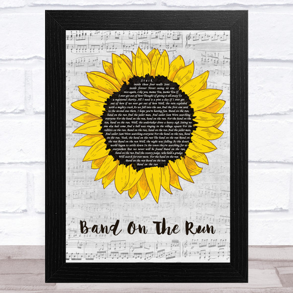 Paul McCartney & Wings Band On The Run Grey Script Sunflower Song Lyric Music Art Print