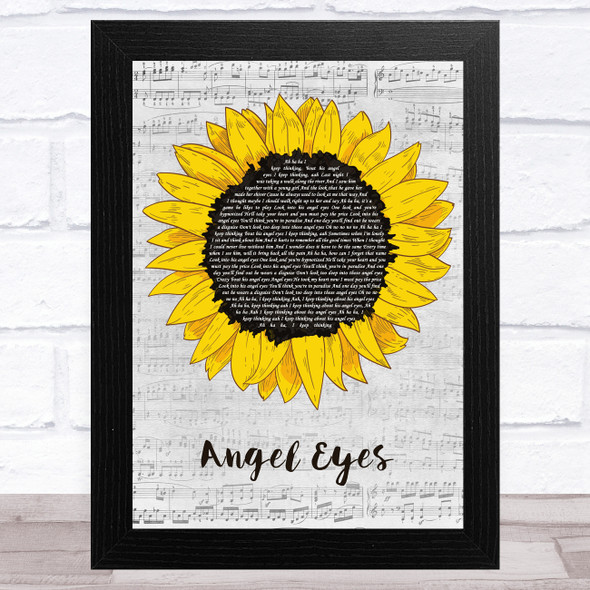 ABBA Angel Eyes Grey Script Sunflower Song Lyric Music Art Print