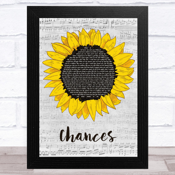 Backstreet Boys Chances Grey Script Sunflower Song Lyric Music Art Print