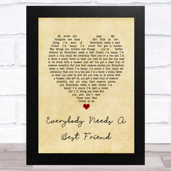 Norah Jones Everybody Needs A Best Friend Vintage Heart Song Lyric Music Art Print