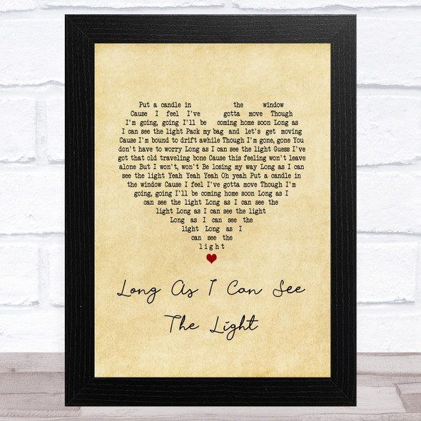 Creedence Clearwater Revival Long As I Can See The Light Vintage Heart Song Lyric Music Art Print