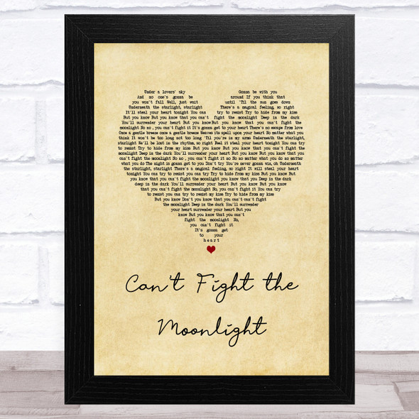 LeAnn Rimes Can't Fight the Moonlight Vintage Heart Song Lyric Music Art Print