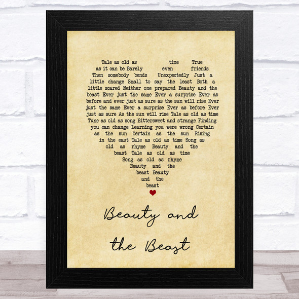 Celine Dion Beauty and the Beast Vintage Heart Song Lyric Music Art Print