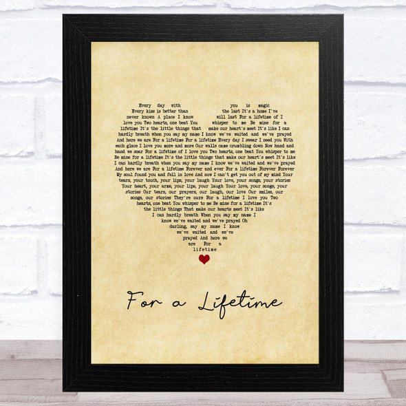 Ryann Darling For a Lifetime Vintage Heart Song Lyric Music Art Print