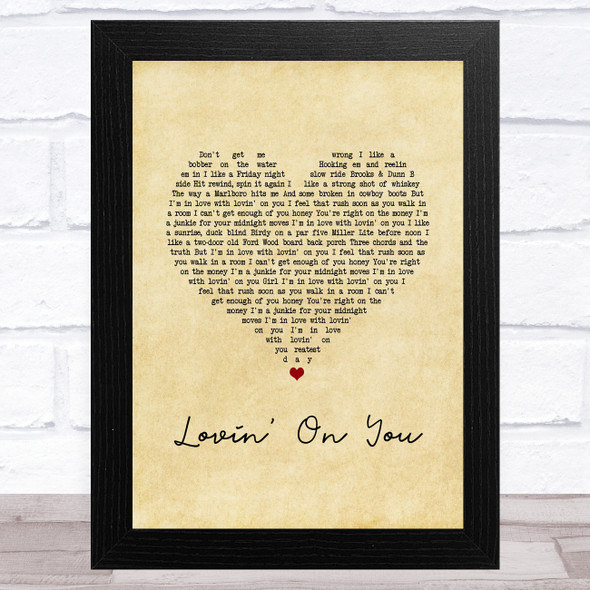 Luke Combs Lovin' On You Vintage Heart Song Lyric Music Art Print