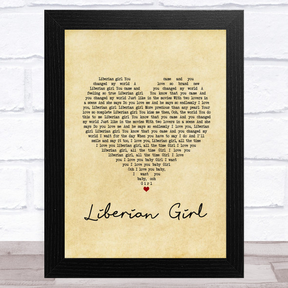 Michael Jackson Liberian Girl Vintage Heart Song Lyric Music Art Print