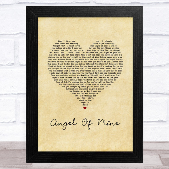 Monica Angel Of Mine Vintage Heart Song Lyric Music Art Print