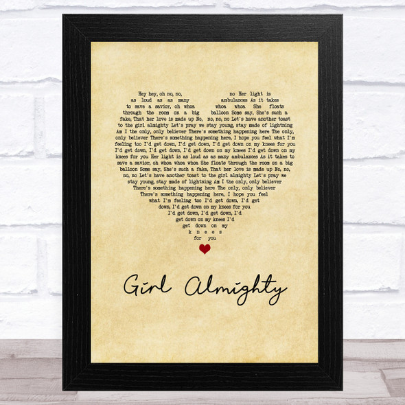 One Direction Girl Almighty Vintage Heart Song Lyric Music Art Print