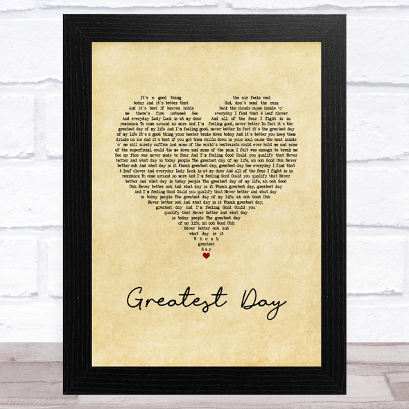Beverley Knight Greatest Day Vintage Heart Song Lyric Music Art Print
