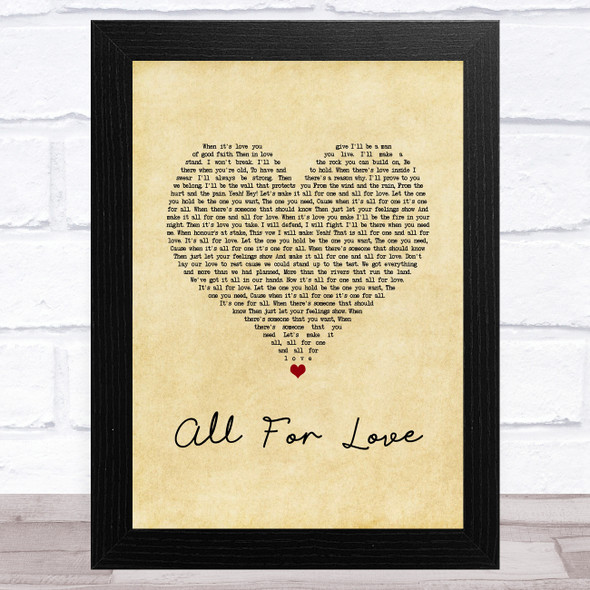 Bryan Adams with Rod Stewart & Sting All For Love Vintage Heart Song Lyric Music Art Print