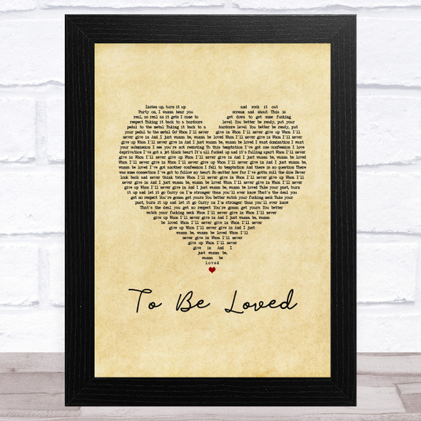 Papa Roach To Be Loved Vintage Heart Song Lyric Music Art Print