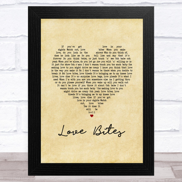Def Leppard Love Bites Vintage Heart Song Lyric Music Art Print