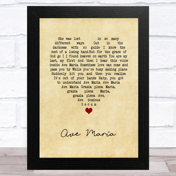 Beyoncé Ave Maria Vintage Heart Song Lyric Music Art Print