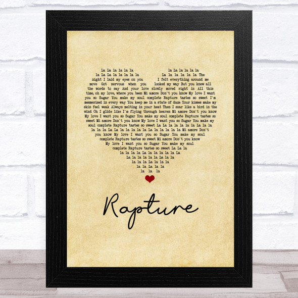 iiO Rapture Vintage Heart Song Lyric Music Art Print