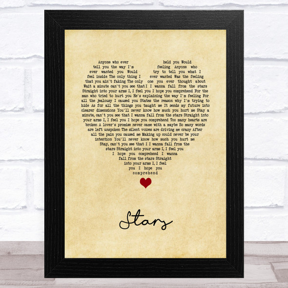Simply Red Stars Vintage Heart Song Lyric Music Art Print