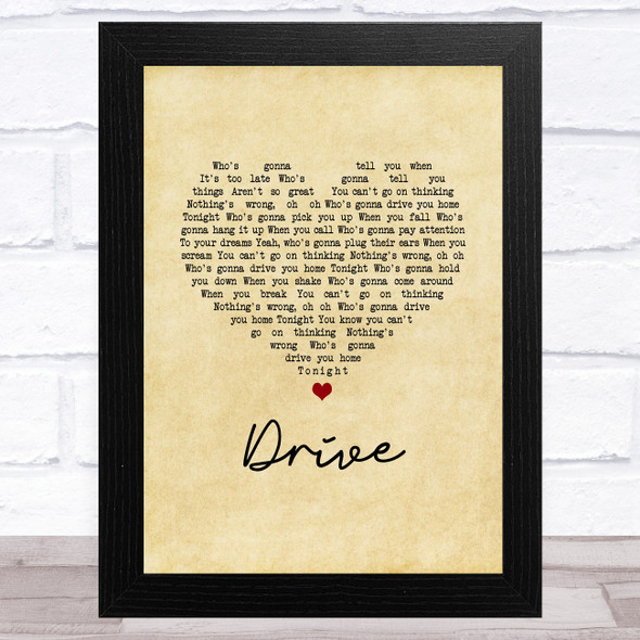 The Cars Drive Vintage Heart Song Lyric Music Art Print